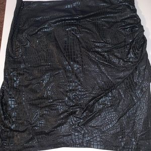 crocodile print body con skirt